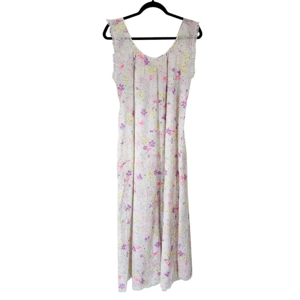 Vintage Colony Club Nightgown S Oversized Floral Lace Cottagecore Granny